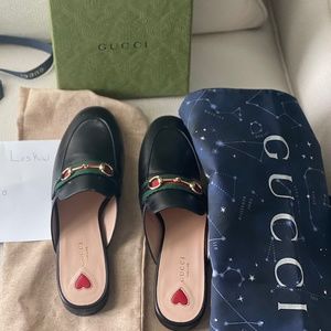 Womens Gucci Princetown Horsebit-detailed Leather Slippers